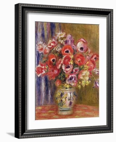 Vase of Tulips and Anemones, circa 1895-Pierre-Auguste Renoir-Framed Giclee Print