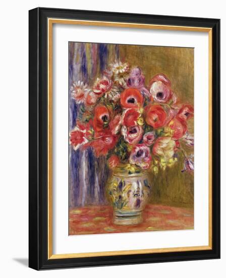 Vase of Tulips and Anemones, circa 1895-Pierre-Auguste Renoir-Framed Giclee Print