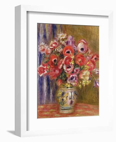 Vase of Tulips and Anemones, circa 1895-Pierre-Auguste Renoir-Framed Giclee Print