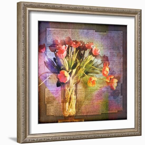Vase of Tulips and Text-Colin Anderson-Framed Photographic Print