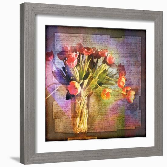 Vase of Tulips and Text-Colin Anderson-Framed Photographic Print