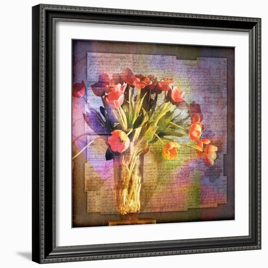 Vase of Tulips and Text-Colin Anderson-Framed Photographic Print