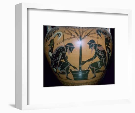 Vase-painting of Achilles and Ajax playing dice. Artist: Unknown-Unknown-Framed Giclee Print