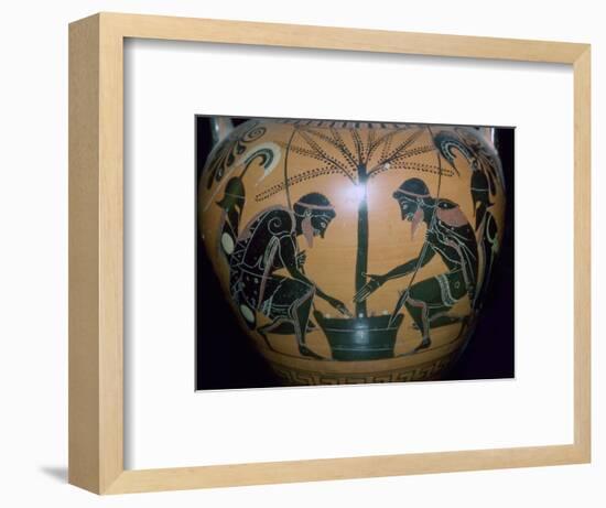 Vase-painting of Achilles and Ajax playing dice. Artist: Unknown-Unknown-Framed Giclee Print