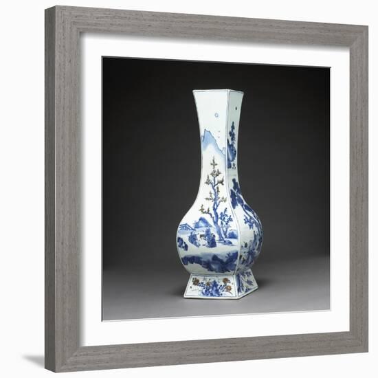 Vase quadrilatéral à décor de personnages et de paysage-null-Framed Giclee Print