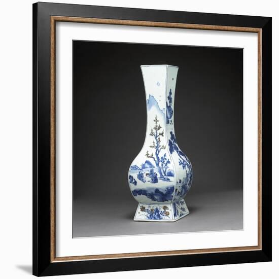 Vase quadrilatéral à décor de personnages et de paysage-null-Framed Giclee Print