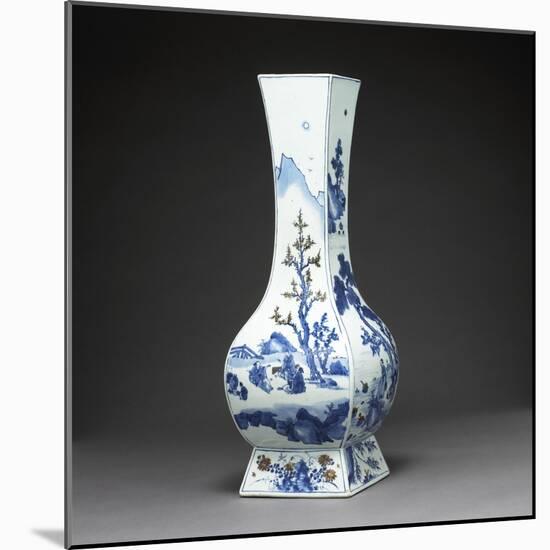 Vase quadrilatéral à décor de personnages et de paysage-null-Mounted Giclee Print