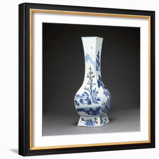 Vase quadrilatéral à décor de personnages et de paysage-null-Framed Giclee Print