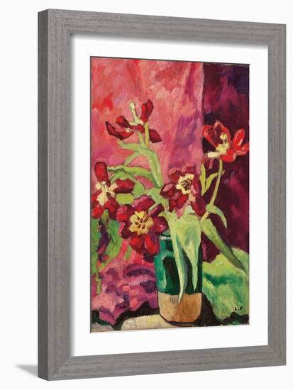 Vase, Red Tulips; Vase, Tulipes Rouges, 1922 (Oil on Canvas)-Louis Valtat-Framed Giclee Print