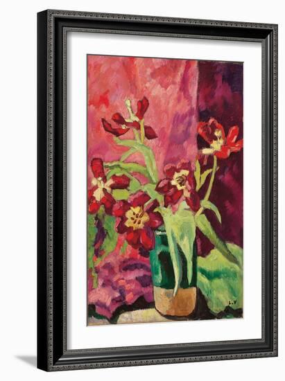 Vase, Red Tulips; Vase, Tulipes Rouges, 1922 (Oil on Canvas)-Louis Valtat-Framed Giclee Print