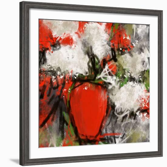 Vase rouge-Doris Savard-Framed Art Print