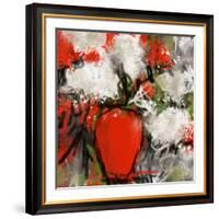 Vase rouge-Doris Savard-Framed Art Print