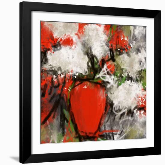 Vase rouge-Doris Savard-Framed Art Print