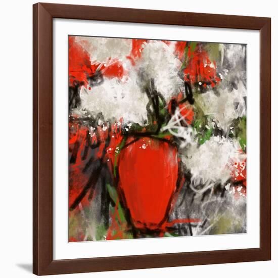 Vase rouge-Doris Savard-Framed Art Print