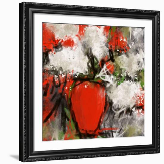 Vase rouge-Doris Savard-Framed Art Print