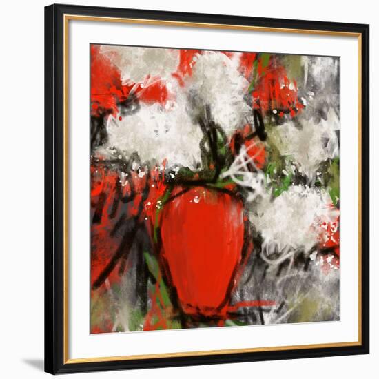 Vase rouge-Doris Savard-Framed Art Print