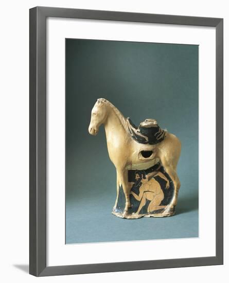 Vase Shaped Like Mule, 500 BC, Red-Figure Pottery from Agrigento, Sicily, Italy-null-Framed Giclee Print