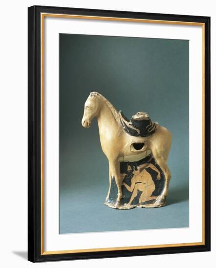 Vase Shaped Like Mule, 500 BC, Red-Figure Pottery from Agrigento, Sicily, Italy-null-Framed Giclee Print