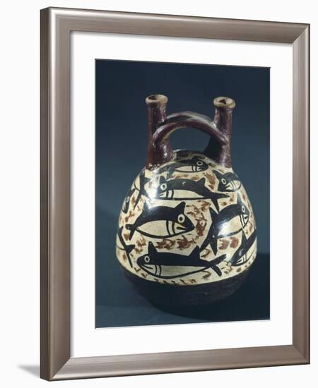 Vase Showing a Depiction of Fish, Probably Tuna, Artifact Originating from Nazca-null-Framed Giclee Print