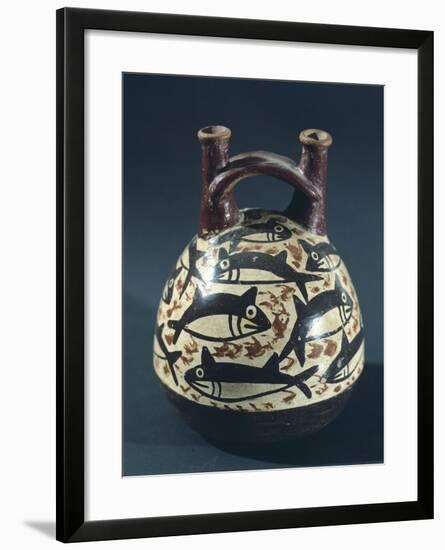 Vase Showing a Depiction of Fish, Probably Tuna, Artifact Originating from Nazca-null-Framed Giclee Print