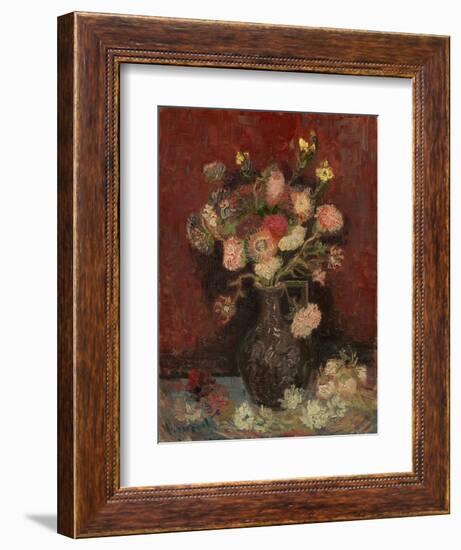 Vase with Chinese Asters and Gladioli, 1886-Vincent van Gogh-Framed Giclee Print