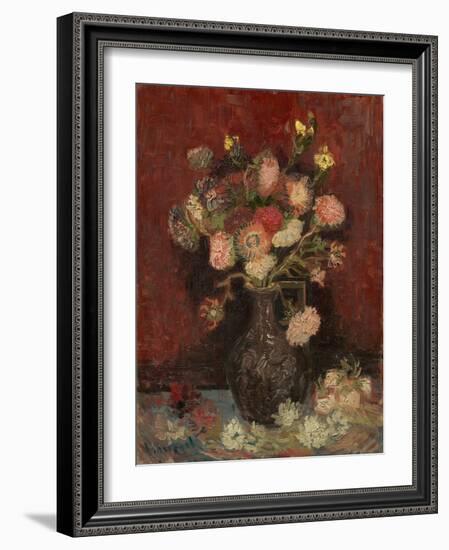 Vase with Chinese Asters and Gladioli, 1886-Vincent van Gogh-Framed Giclee Print