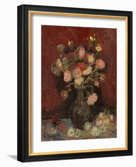 Vase with Chinese Asters and Gladioli, 1886-Vincent van Gogh-Framed Giclee Print