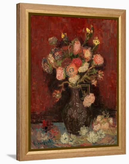 Vase with Chinese Asters and Gladioli-Vincent van Gogh-Framed Premier Image Canvas