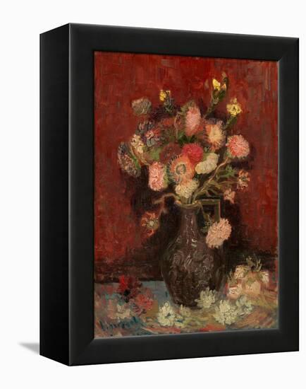 Vase with Chinese Asters and Gladioli-Vincent van Gogh-Framed Premier Image Canvas