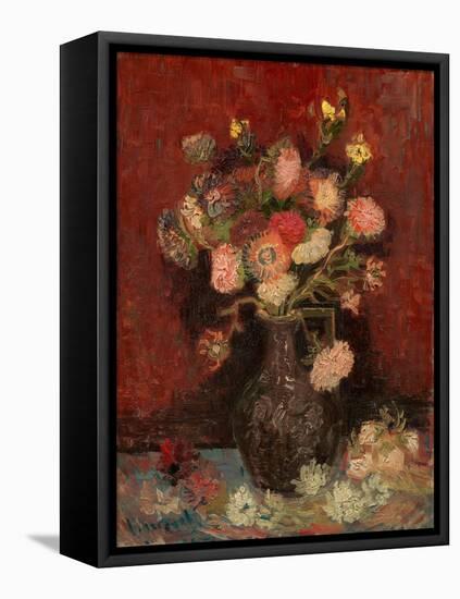 Vase with Chinese Asters and Gladioli-Vincent van Gogh-Framed Premier Image Canvas