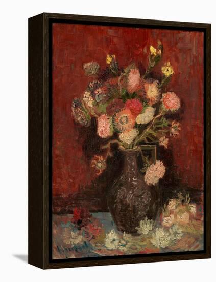 Vase with Chinese Asters and Gladioli-Vincent van Gogh-Framed Premier Image Canvas