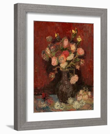 Vase with Chinese Asters and Gladioli-Vincent van Gogh-Framed Giclee Print