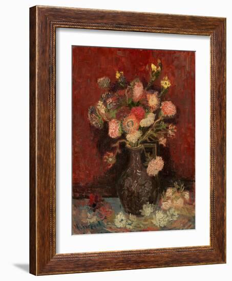 Vase with Chinese Asters and Gladioli-Vincent van Gogh-Framed Giclee Print