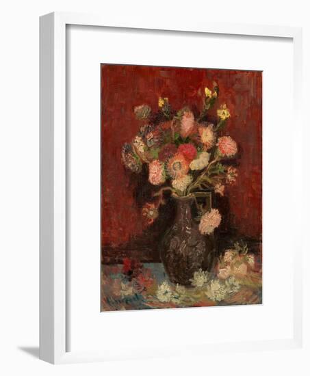 Vase with Chinese Asters and Gladioli-Vincent van Gogh-Framed Giclee Print