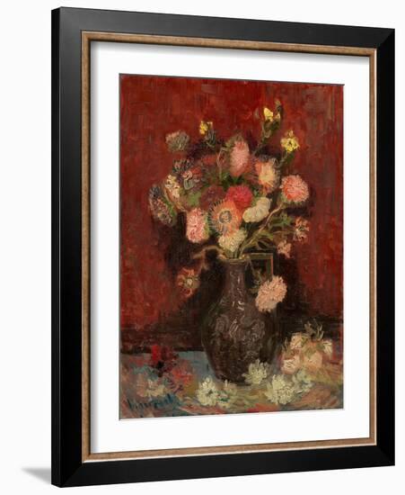 Vase with Chinese Asters and Gladioli-Vincent van Gogh-Framed Giclee Print