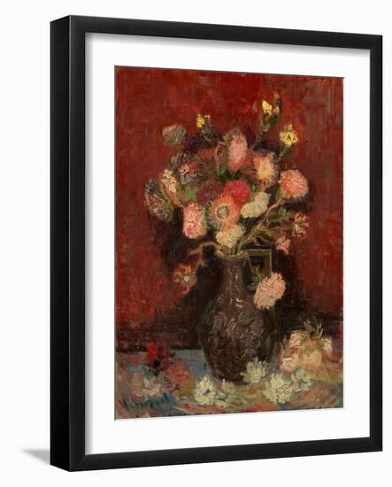 Vase with Chinese Asters and Gladioli-Vincent van Gogh-Framed Giclee Print