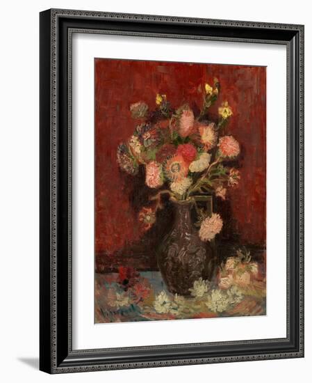 Vase with Chinese Asters and Gladioli-Vincent van Gogh-Framed Giclee Print