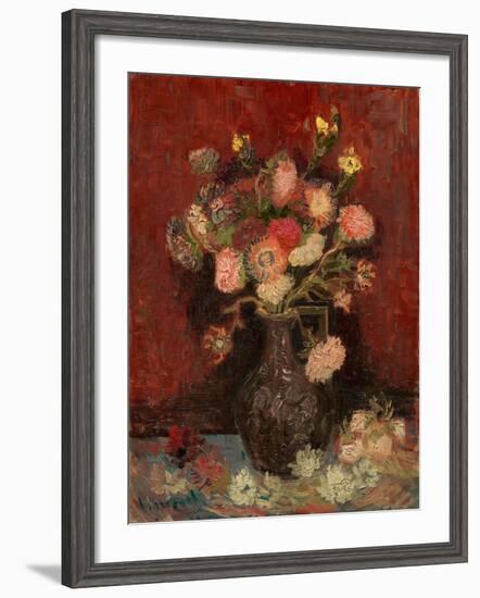 Vase with Chinese Asters and Gladioli-Vincent van Gogh-Framed Giclee Print