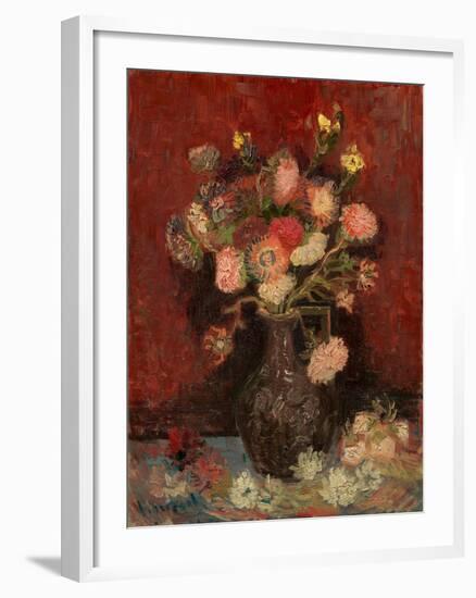 Vase with Chinese Asters and Gladioli-Vincent van Gogh-Framed Giclee Print