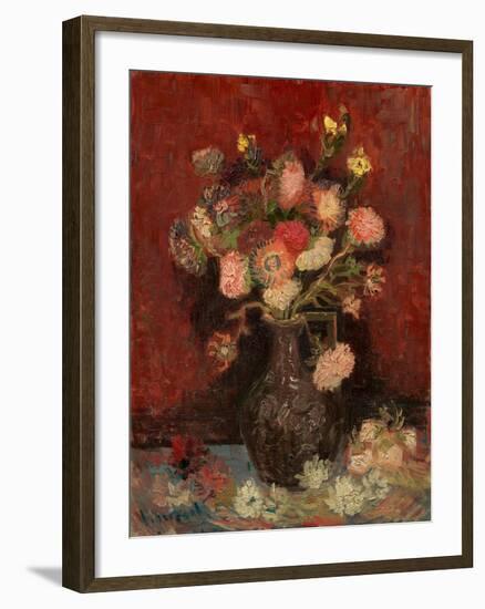 Vase with Chinese Asters and Gladioli-Vincent van Gogh-Framed Giclee Print