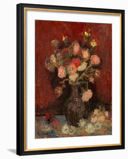 Vase with Chinese Asters and Gladioli-Vincent van Gogh-Framed Giclee Print