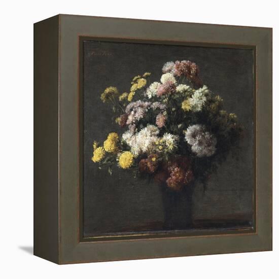 Vase with Chrysanthemums-Henri Fantin-Latour-Framed Premier Image Canvas