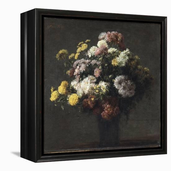 Vase with Chrysanthemums-Henri Fantin-Latour-Framed Premier Image Canvas