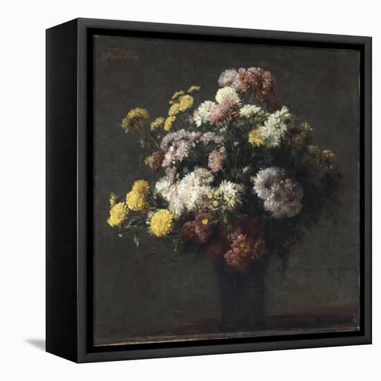 Vase with Chrysanthemums-Henri Fantin-Latour-Framed Premier Image Canvas