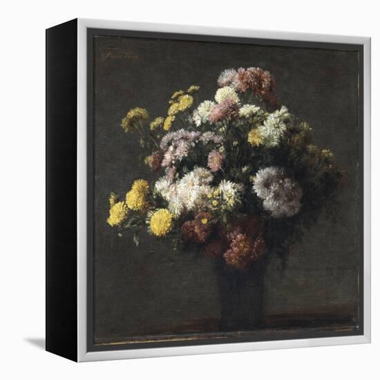 Vase with Chrysanthemums-Henri Fantin-Latour-Framed Premier Image Canvas