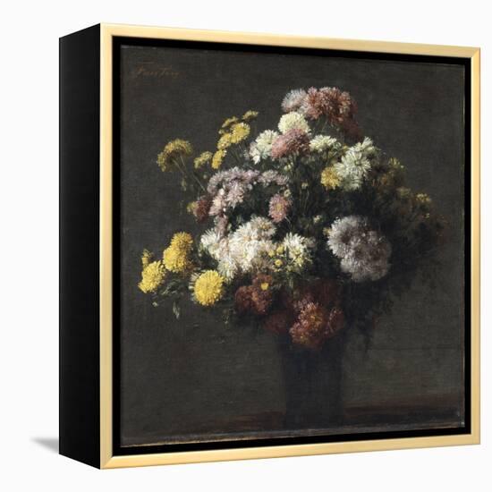 Vase with Chrysanthemums-Henri Fantin-Latour-Framed Premier Image Canvas