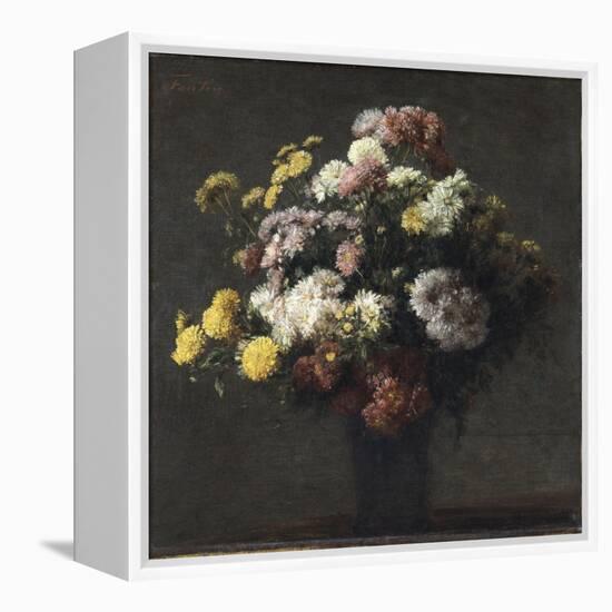 Vase with Chrysanthemums-Henri Fantin-Latour-Framed Premier Image Canvas