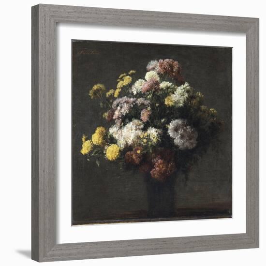 Vase with Chrysanthemums-Henri Fantin-Latour-Framed Giclee Print