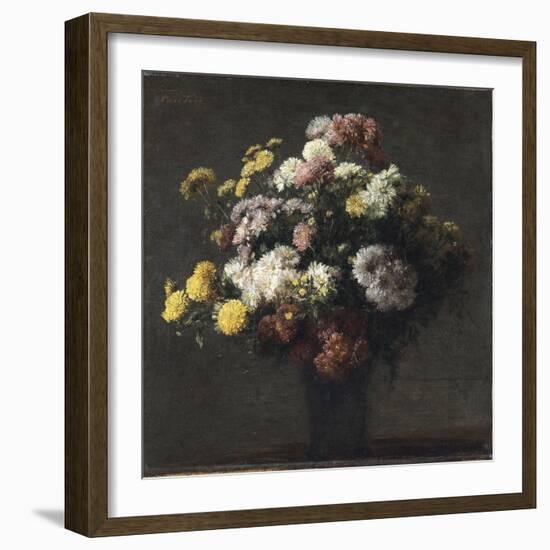 Vase with Chrysanthemums-Henri Fantin-Latour-Framed Giclee Print