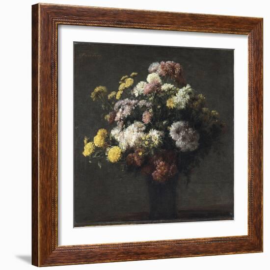 Vase with Chrysanthemums-Henri Fantin-Latour-Framed Giclee Print